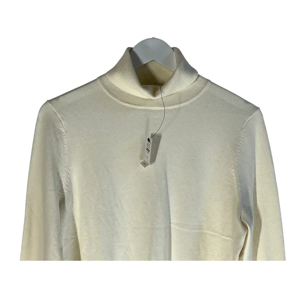 TALBOTS WOMENS SIZE LARGE PETITE FINE KNIT TURTLENECK SWEATER CREAM NEW